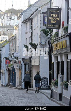 Rues étroites à St Ives Cornwall UK Banque D'Images