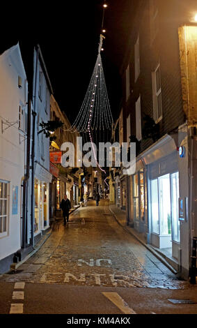 Rues tranquilles à St Ives Cornwall UK la nuit photo prise par Simon Dack Banque D'Images