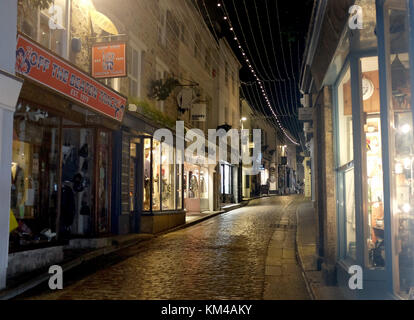 Des rues calmes à St Ives cornwall uk la nuit photo prise par Simon dack Banque D'Images