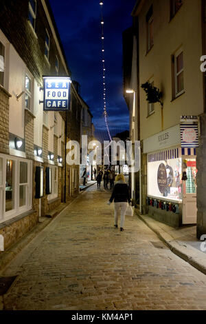 Rues étroites la nuit à St Ives Cornwall photographie britannique prise par Simon Dack Banque D'Images