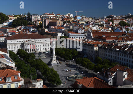 La place Rossio;Praça Dom Pedro IV;;Portugal Lisbonne;fontaine Banque D'Images