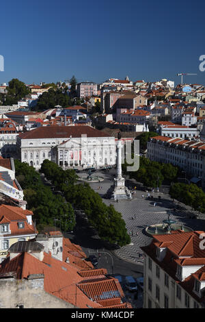 La place Rossio;Praça Dom Pedro IV;;Portugal Lisbonne;fontaine Banque D'Images