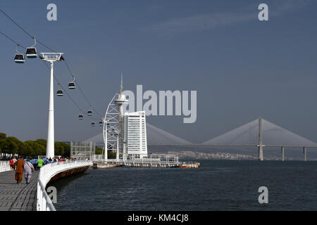 Pont Vasco da Gama;funiculaires de Lisbonne au Portugal ; ;; Banque D'Images