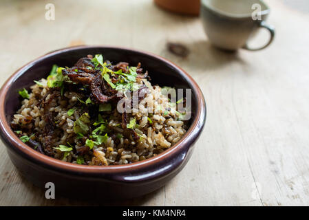 Mujadara - plat de lentilles et riz libanais Banque D'Images