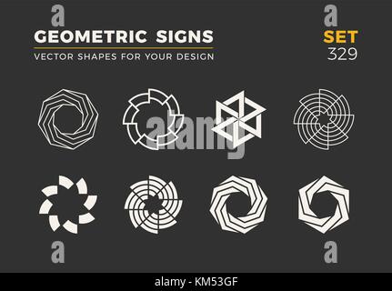 Ensemble de huit formes tendance minimaliste élégant. logo vector emblèmes de votre conception universelle simple signes géométriques collection. Illustration de Vecteur