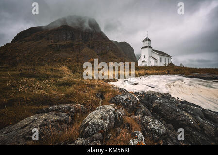 Gimsoy église sur îles Lofoten en Norvège Banque D'Images