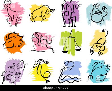 Zodiac Horoscope signes étoiles. illustrations de douze. Illustration de Vecteur