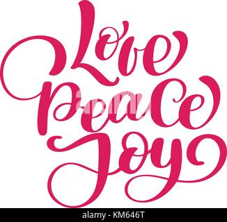 La paix amour joie noël. devis main d'encre. lettrage calligraphie au pinceau moderne expression manuscrite.. inspiration graphic design typographie. élément simple signe vecteur mignon Illustration de Vecteur