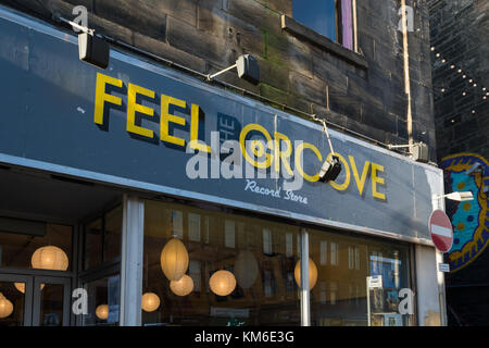 Sentir la gorge vinyl record store (anciennement Apollo Musique) Paisley, Scotland, UK Banque D'Images