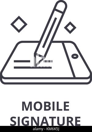 L'icône de la ligne signature mobile, contours signe, symbole linéaire, vecteur, illustration télévision Illustration de Vecteur