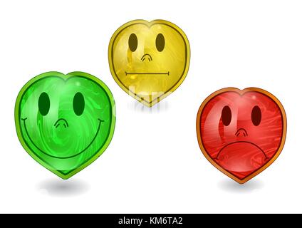 Jeu de boutons d'émoticônes avec des expressions isolated on white Illustration de Vecteur