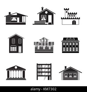 Différents types de maisons et immeubles - vector illustration 1 Illustration de Vecteur