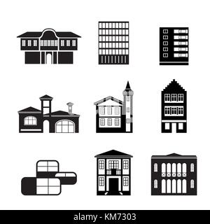 Différents types de maisons et immeubles - vector illustration 2 Illustration de Vecteur