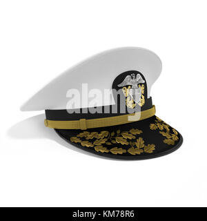 Officier de marine chapeau sur blanc. 3d illustration Banque D'Images