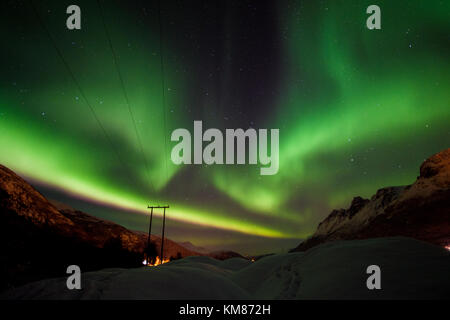 Au cours de la borealis aroura, Alpes de Lyngen Tromso, Norvège Banque D'Images