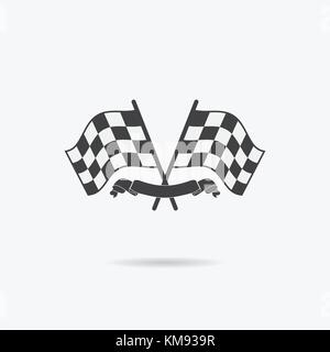 L'icône en forme de drapeau à damiers ou drapeaux de course. et fin ruban. Le sport auto, vitesse et le succès, de la concurrence et de gagnant, la race rally, vector illustration. Illustration de Vecteur