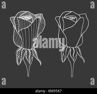 Hand drawn abstract fleur rose vector icône Contour. creative luxury fashion concept logotype logo rose. l'icône, parfait pour des invitations, des cartes de souhaits Illustration de Vecteur