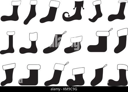 Ensemble de chaussettes de noël isolated on white Illustration de Vecteur