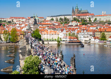 Karluv MOST, Prazsky hrad, chram sv. Vita a Mala Strana, Praha (UNESCO), Ceska republika / Cathédrale Saint-Vitus, Pont Charles (UNESCO), ville de Lesser, Banque D'Images