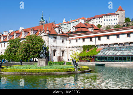 Jardins Wallenstein, hercule statue, Palais Wallenstein - petite ville (UNESCO), Prague, République tchèque Banque D'Images