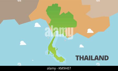 Thaïlande green map vector illustration.La Thaïlande est pleinement la nature concept avec le style de carte. Illustration de Vecteur