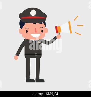 La police thaïlandaise pointing à annoncer. vecteur mignon personnage télévision police vecteur vecteur.cop Illustration de Vecteur