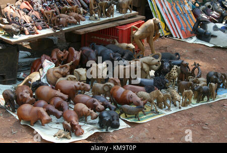 Pilgrims Rest, Mpumalanga, bibelots africains en bois à vendre Banque D'Images