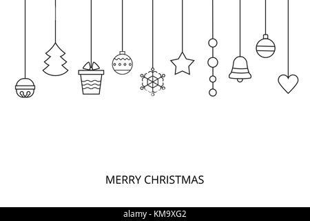 Noël art ligne carte vectorielle sur fond blanc . Illustration de Vecteur