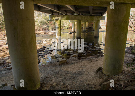 Sentier de la rivière et sous un pont Banque D'Images