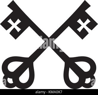 Les clefs de Saint-Pierre (clefs du Royaume des cieux), clefs papales. Le symbole catholique de la foi et du salut. Emblème du Saint-Siège. Illustration de Vecteur