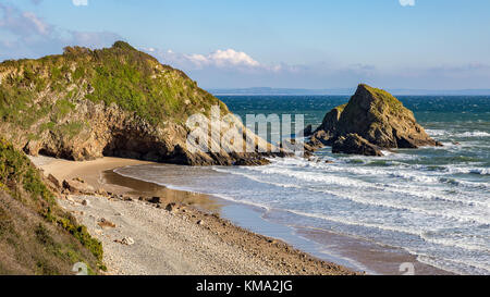 Monkstone plage, entre Tenby et Saundersfoot, Pembrokeshire, Pays de Galles, Royaume-Uni Banque D'Images