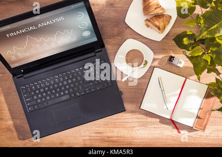 Ordinateur avec programme d'analyse financière en application de l'ordinateur programme graphique Banque D'Images