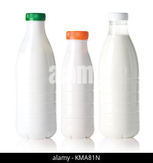 Bouteille de lait blanc isolé sur fond blanc Banque D'Images