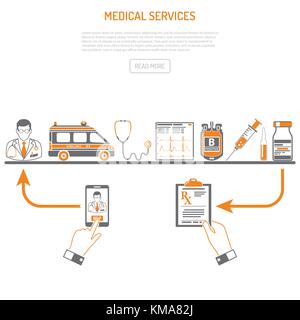 Médecine et soins concept processus Illustration de Vecteur