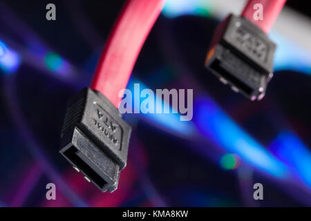 Câble de connexion Serial ATA pour le disque dur d'un pc Banque D'Images