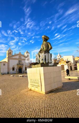 Statue du Prince Henri le Navigateur, de Lagos, dans l'ouest de l'Algarve, Algarve, Portugal, Europe Banque D'Images