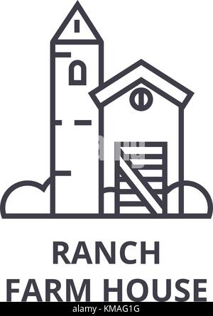 L'icône de la ligne ferme ranch, contours signe, symbole linéaire, vecteur, illustration télévision Illustration de Vecteur