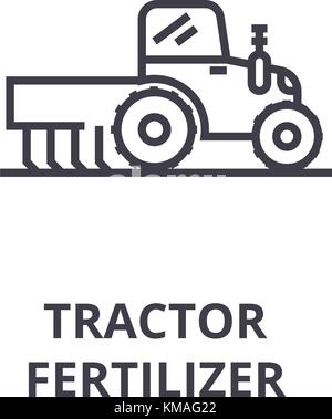 L'icône de la ligne d'engrais du tracteur, contours signe, symbole linéaire, vecteur, illustration télévision Illustration de Vecteur