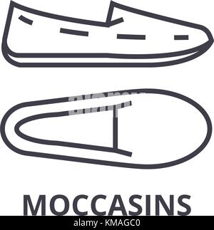 L'icône de la ligne de mocassins, contours signe, symbole linéaire, vecteur, illustration télévision Illustration de Vecteur