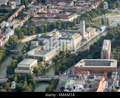 Vue aérienne du Deutsches Museum, Munich, Bavière, Allemagne Banque D'Images