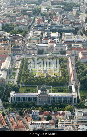 Vue aérienne de la zone entourant le Hofgarten, Munich, Bavière, Allemagne Banque D'Images