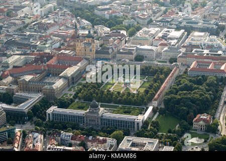 Vue aérienne de la zone entourant le Hofgarten, Munich, Bavière, Allemagne Banque D'Images