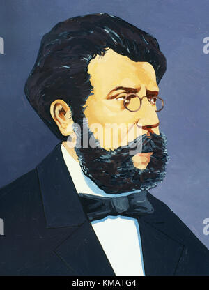 Georges Bizet (1838-1875). compositeur français. portrait. L'aquarelle. Banque D'Images