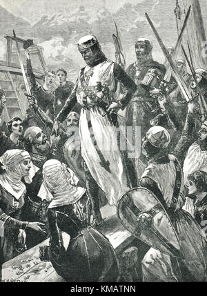 Retour du roi Richard Ier (le Lionhear) en Angleterre, le 13 mars 1194 après avoir été libéré de la captivité Banque D'Images