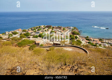 Vue aérienne de Cidade Velha, Santiago, Cap-Vert (Cabo Verde) Banque D'Images