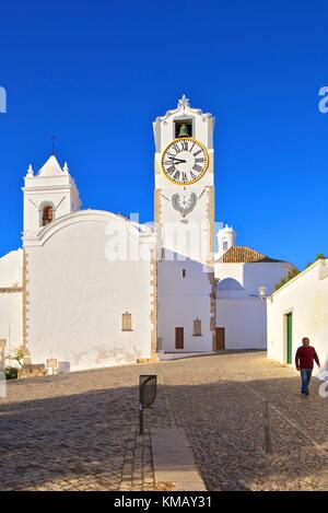 Tour de l'horloge, St Maria de l'église du château, Tavira, Algarve de l'Est, Algarve, Portugal, Europe Banque D'Images