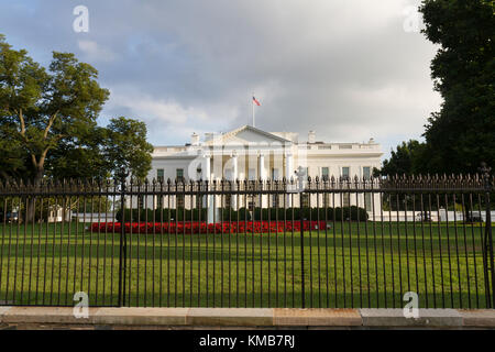 Le portique nord de la Maison Blanche est la résidence officielle et le lieu de travail du Président des États-Unis, Washington DC. Banque D'Images