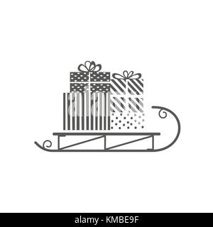 Icône simple traîneau de Noël Illustration de Vecteur