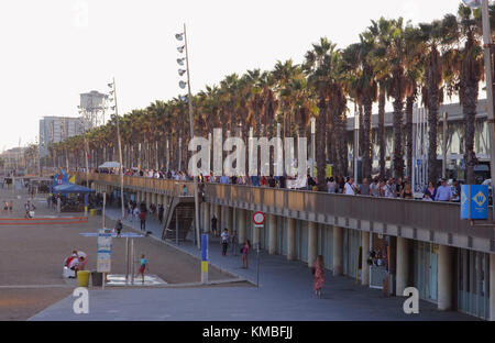 Passeig Maritim, promenade par la plage de Barcelone Espagne Automne 2017 Banque D'Images