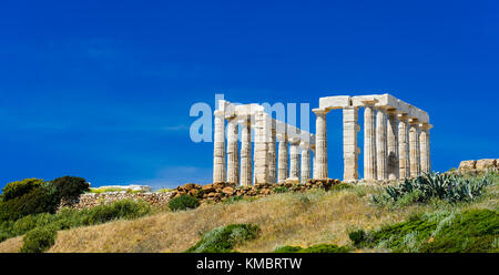 La ruine de la Temple de Poséidon au Cap Sounion, en Grèce Banque D'Images
